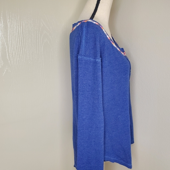 We The Free Blue Boho Hippy Rainbow‎ Thermal Waffle Knit Top Size Medium - Picture 6 of 12